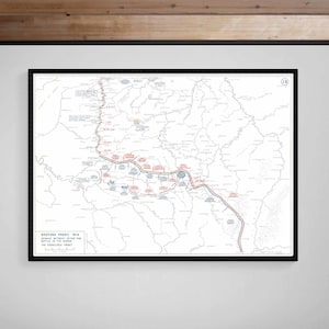 Mapa da Frente Ocidental da Primeira Guerra Mundial • Batalha do Marne • 1914 • Impressão Giclée