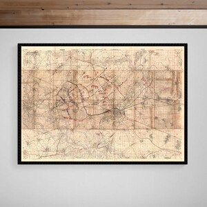 WW1 Westfront Graben Karte • Schlacht von Cambrai am Nord-Canal • 1918 • Giclée Druck
