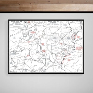 WW1 kaart westelijk front • Somme LYS-offensief • 1918 • Gicléeprint