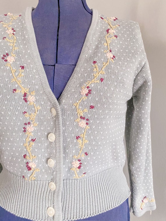 VTG 90's Knit Pastel Easter Cottagecore Sweet Garden Home Embroidery Vest L