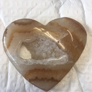 Druzy Agate Crystal Heart Carving Healing Mineral With Druzy Banding Natural