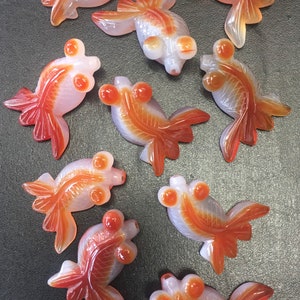 Carnelian Crystal Carved Lucky Koi Fish Orange Fish Fantail Carving Orange Crystal Mineral Pendant Charm Drilled Natural