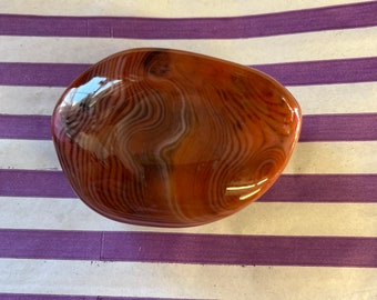 Sardonyx Agate Crystal Natural Pattern Palm Stone Free Form Crystal Mineral Banded Rock