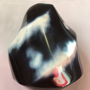 Orca Agate Crystal Flame Free Form Ornament Black & White Natural Healing Carving Carved Stunning