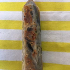Mexican Crazy Lace Agate Crystal Tower Obelisk Crystal Anxiety Stone Mineral Natural