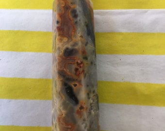 Mexican Crazy Lace Agate Crystal Tower Obelisk Crystal Anxiety Stone Mineral Natural