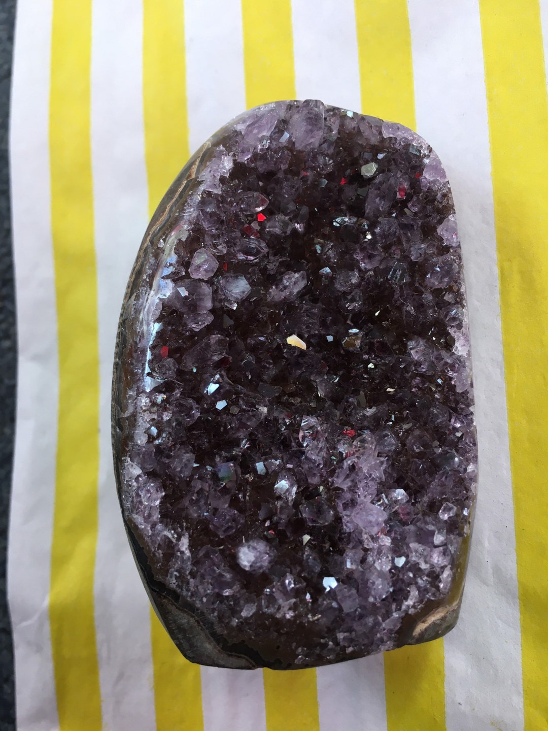 Pendentif Géode D'Agate Violette Druzy - Monture Argent Sterling 925, Fait Main, Inde - Neuf Avec étiquettes