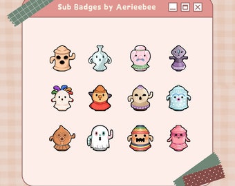 12 Gyroid Twitch Sub Badge Set 1 | Animal Crossing inspired | Cute bits | Channel points | Emote pack