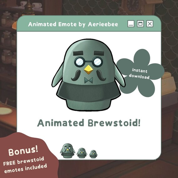 ANIMATED Brewster Gyroid Brewstoid GIF Emote | BONUS free Brewstoid Emotes | Cute Twitch & Stream Asset | Discord Sticker | Pre-made P2U