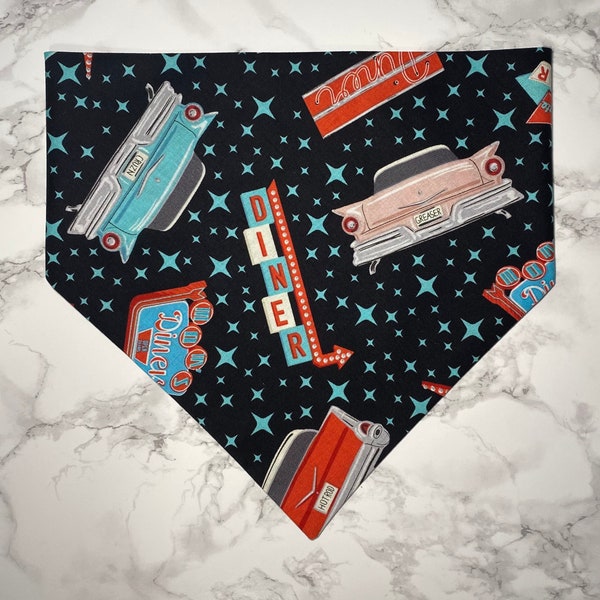 Retro 50s Diner Snap on Dog Bandana