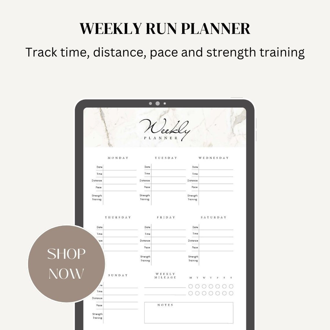 Monthly and Weekly Running Log Printable Template, Running Journal ...