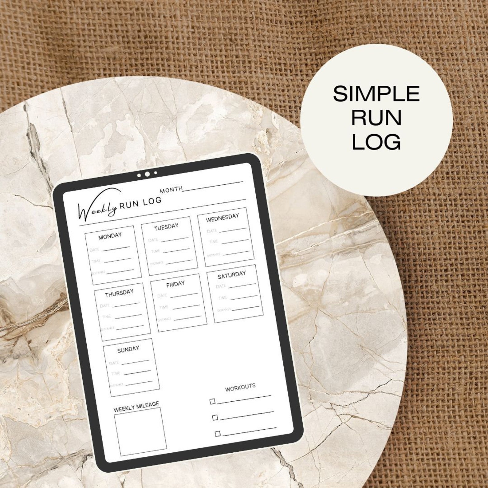 Monthly and Weekly Running Log Printable Template, Running Journal ...