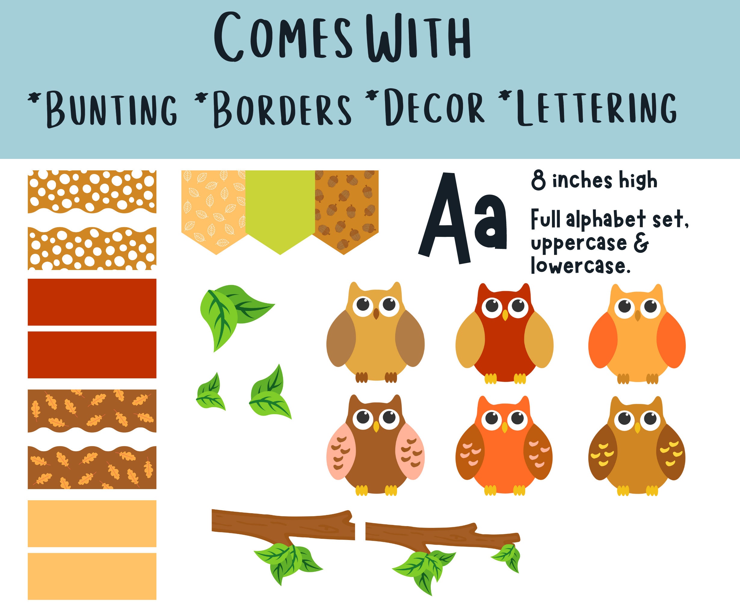 Owl Bulletin Board Kit Cute Owl Theme for Your Classroom Etsy