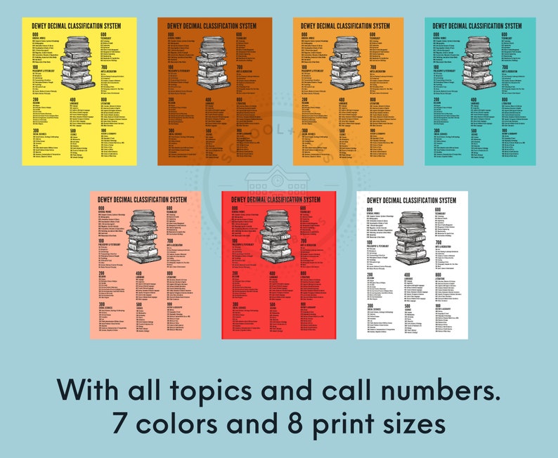 Dewey Decimal System Classification Poster. Printable Dewey Etsy