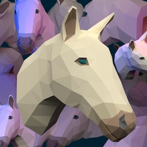 PAARD/PAARD buste/papercraft/lowpoly/origami/Wanddecoratie/Design