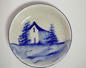 Vintage Crackle Glaze Plato de baratija portuguesa