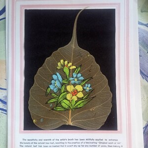 Vintage Handgemalte Blatt Kunst Grußkarte