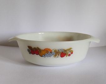 Cazuela Fire King Natures Bounty vintage de vidrio, años 60
