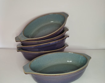 Vintage Denby Storm Púrpura Ovalada Pastel Individual / Plato Augratin