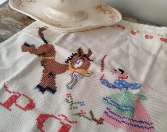 Bolsa de almacenamiento portuguesa vintage de pan (Pão) de algodón, años 70