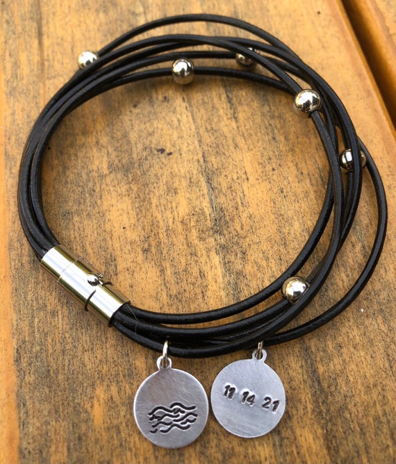 JW Baptism Leather Bracelet with Charms