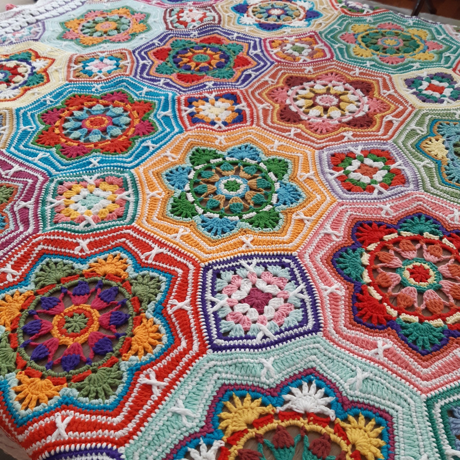 Multicolor Afghan Blanket Crochet Persian Tiles Blanket Etsy