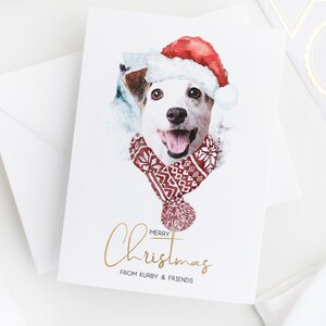 Custom Pet Portrait Christmas Cards for Pet Lovers, Personalized Gift Holiday Card Set with Envelopes for Dog Moms and Cat Moms, Watercolor