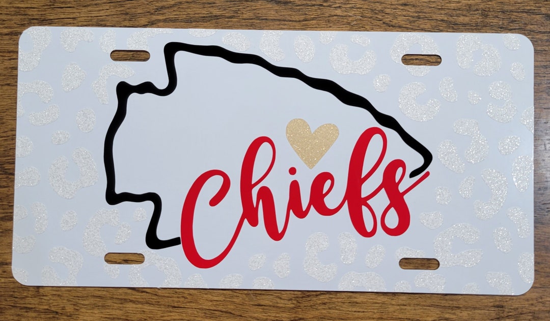 KC CHIEFS White Cheetah License Plate Custom Chiefs License Plate front