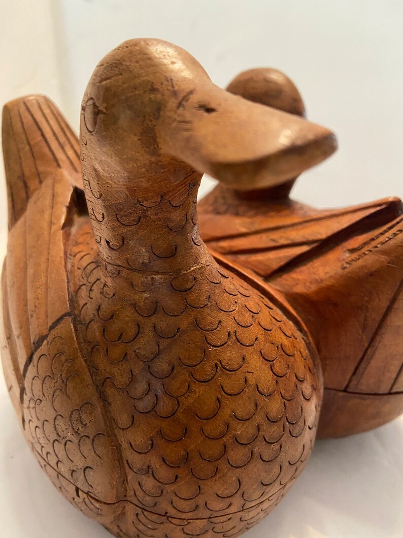 Carved Wooden Duck Box Etsy
