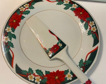 Deck the Halls Cake Plate and Spatula