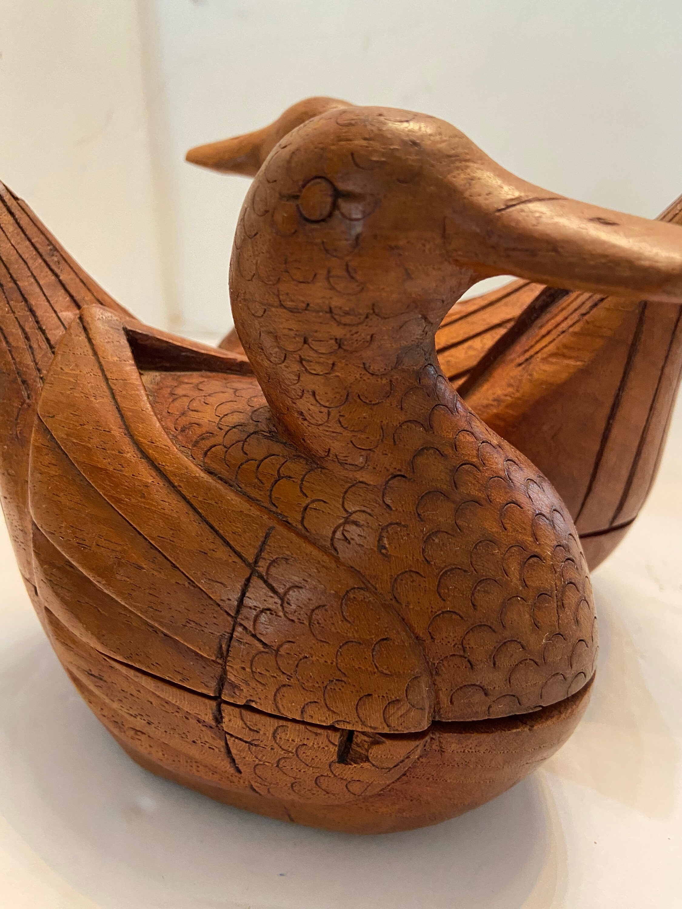 Carved Wooden Duck Box Etsy