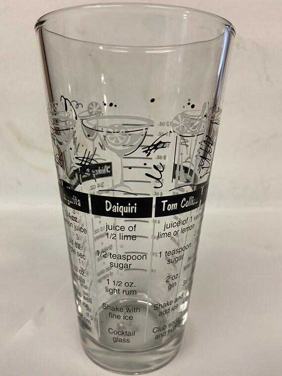 Vintage Cocktail Recipe Glass Etsy