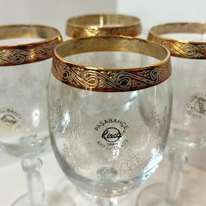 Gold rimmed wine glasses set by Pasabahce Art of Glass