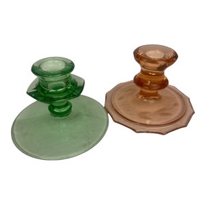 Set of Depression Glass Candlestick Holders