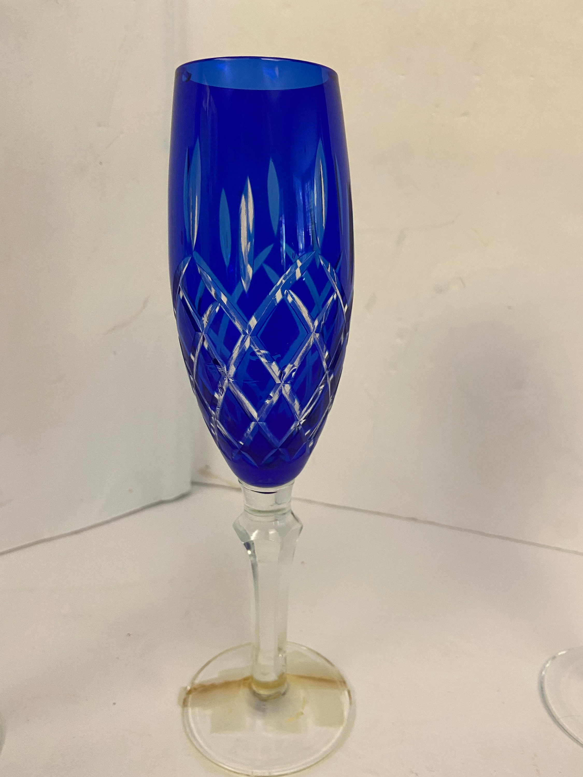 Set of Three Cobalt Blue Champagne Glasses Etsy