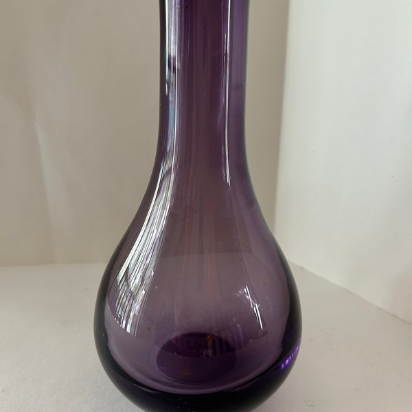 Heavy bottom purple glass vase