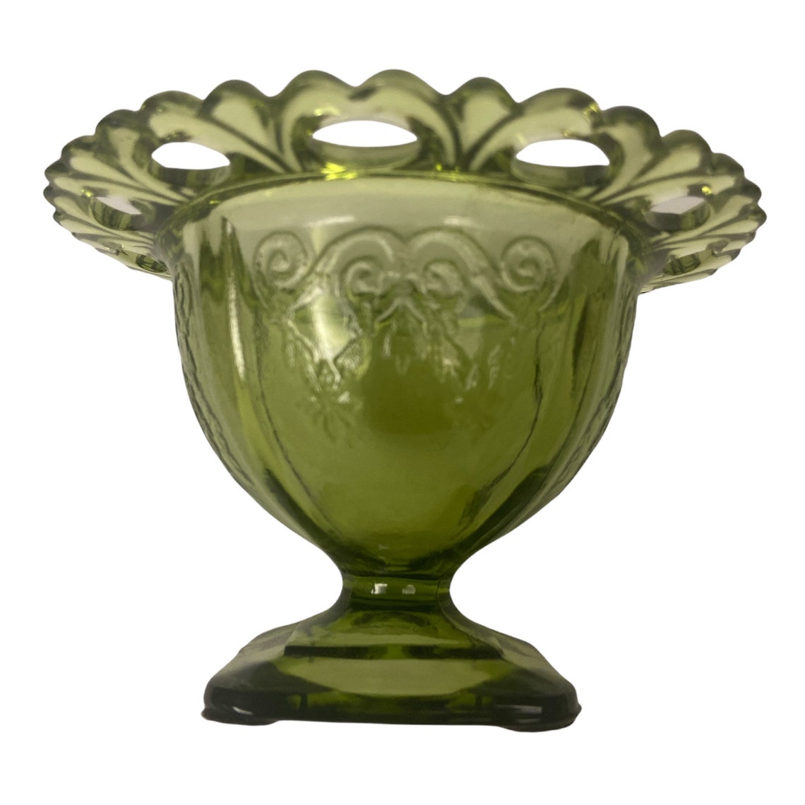 Vintage Depression Glass Pedestal Bowl/vase Etsy