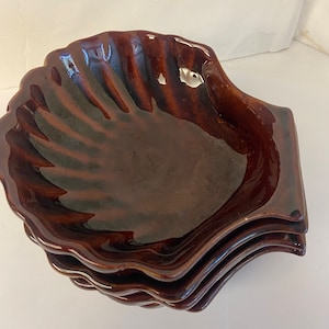 Vintage Glazed Ceramic Shell bowls, set of 4