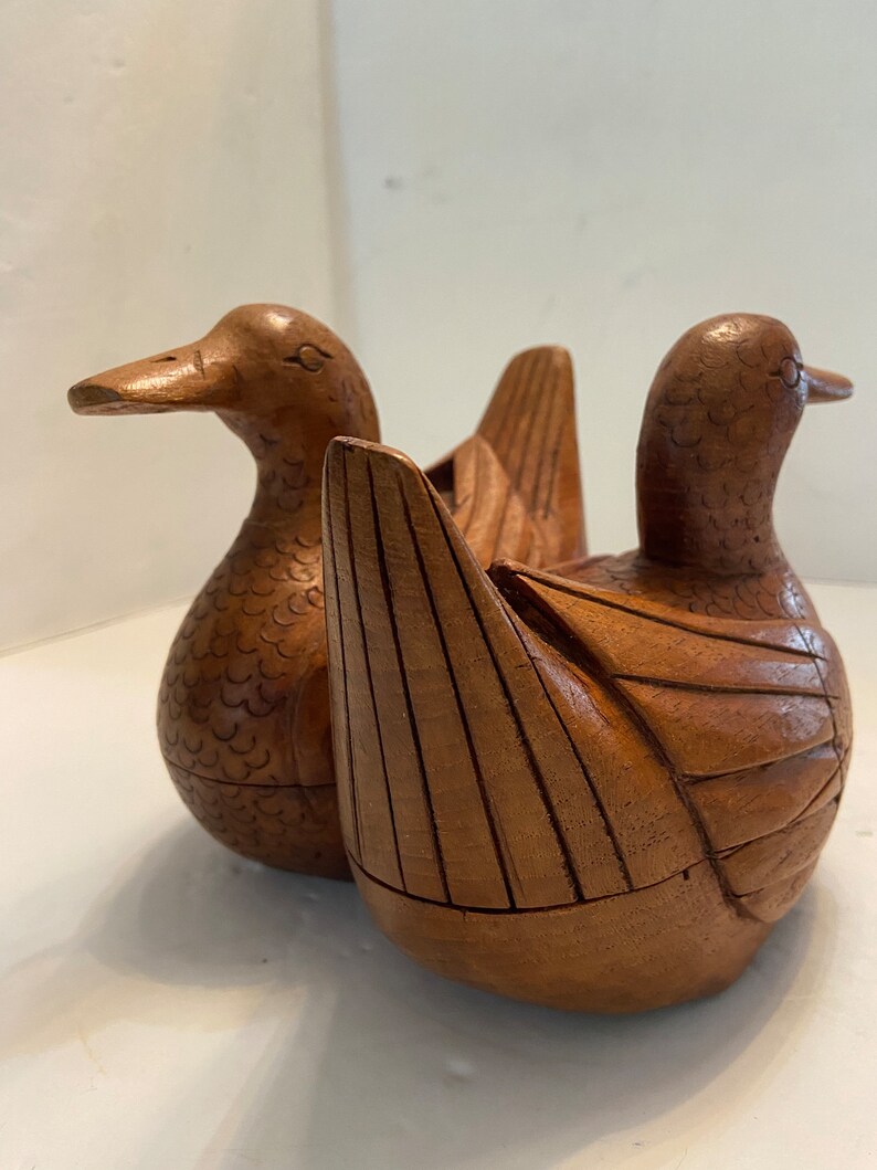 Carved Wooden Duck Box Etsy