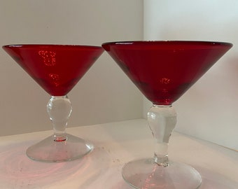 Vintage Ruby Red Martini Glasses