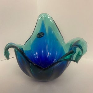Large Blue and Green Murano Bowl
