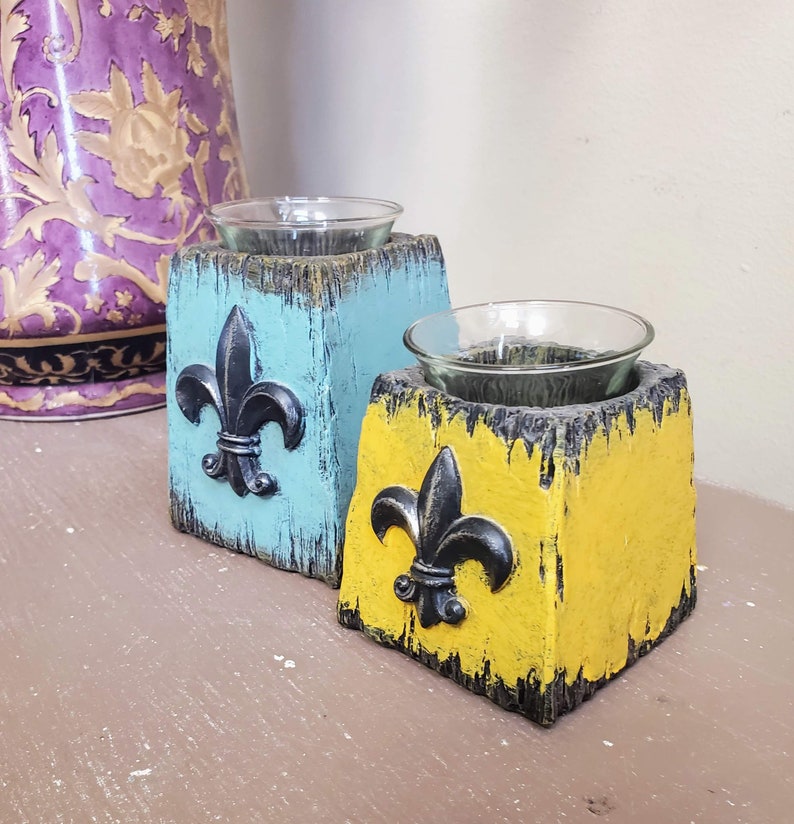 Fleur De Lis Candle Holder Set Crown Vintage Fleurdelis Etsy