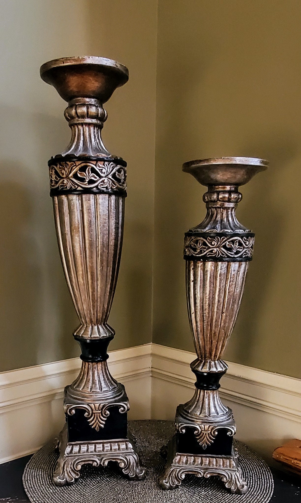 Tall Pillar Candlesticks Candle Holder Wedding Decor Metal Etsy