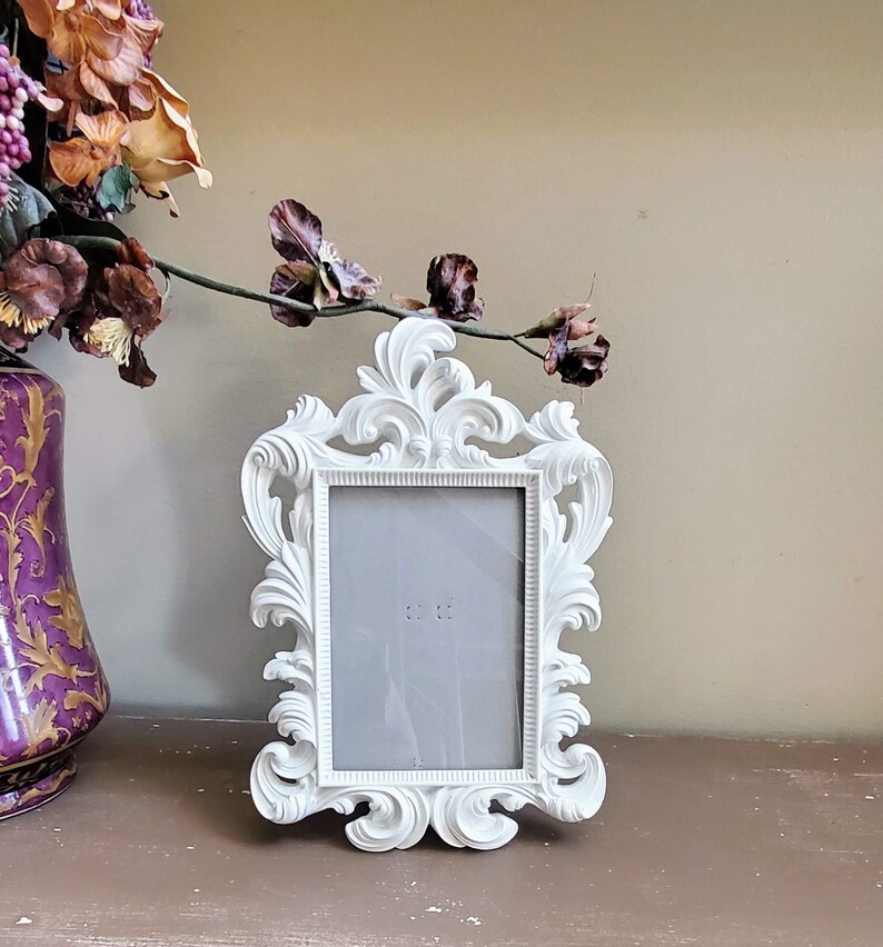 White Glossy Ornate Frame 5 X 7 Home Decor Photo Etsy