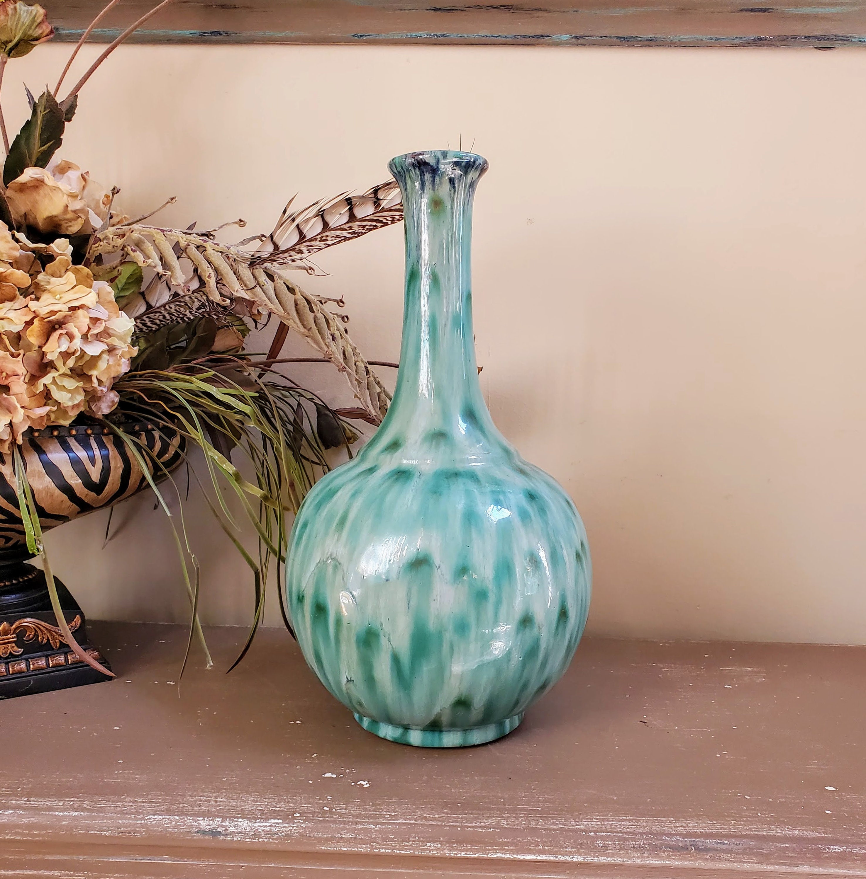 Long Neck Vessel Hand Built Ceramic Large Blue Glaze With Etsy 日本