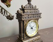 5 In. x 9 In. Vintage Clock Gold Metal Farmhouse Decor for Guest Room Antique Master Bathroom Super Cute Beautiful Charming Rustic Classy