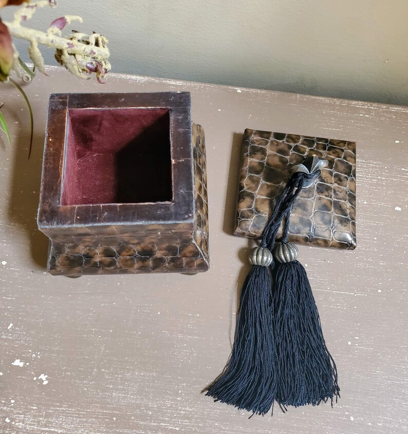 Fleur De Lis Small Decorative Box Jewelry Gift Boxes Brown and Black