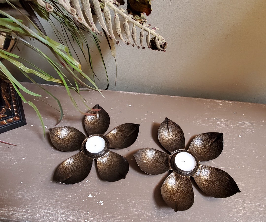 Flower Tea Light Holder Candle Home Decor Tealight Gift for Her Metal ...