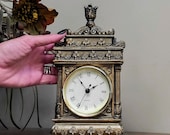 Vintage Table Clock Retro European Style Beside Desk Battery Operated Quartz Movement for Bedroom Living Room Indoor Decor Gold Display Cute