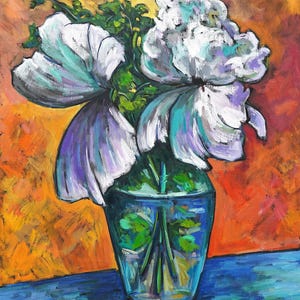 Flower Bouquet Still Life, Original Oil Painting on Canvas, Impressionism